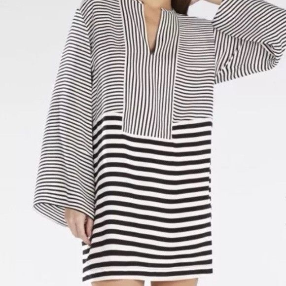 BCBGMAXAZRIA Amilia Black‎ and White Stripe Kimono Dress Size S - Picture 1 of 13